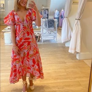 Farm Rio Lilac Color Birds midi dress NWOT